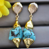 Baroque Turquoise Gold-Plated Dangle Earrings