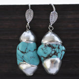 Baroque Turquoise Gold-Plated Dangle Earrings