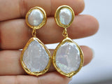 Z10486 Coin Pearl Gold-Plating Dangle Earring