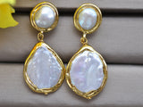 Z10486 Coin Pearl Gold-Plating Dangle Earring