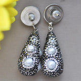 Pearl Tower CZ Bead Dangle Earrings
