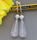 Pink Teardrop Crystal Earrings CZ