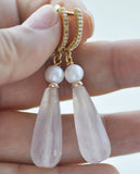 Pink Teardrop Crystal Earrings CZ