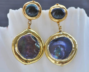 24mm Coin Pearl Dangle Earrings