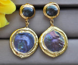 24mm Coin Pearl Dangle Earrings