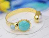 Coin Aquamarine Pearl Gold-plating Bangle Bracelet