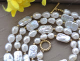 18mm Square Coin Baroque Pearl Necklace