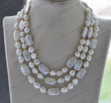 18mm Square Coin Baroque Pearl Necklace