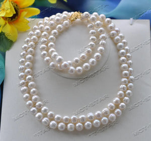 10mm Round Freshwater Pearl Necklace & Bracelet Set