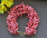Natural Pink Coral Tree-Branch Bracelet 8''