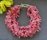 Natural Pink Coral Tree-Branch Bracelet 8''