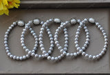 15mm Gray Pearl CZ Bracelet Set of 5
