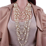 ZA Women Multi-purpose Pearl Sweater Necklace Wedding Jewelry