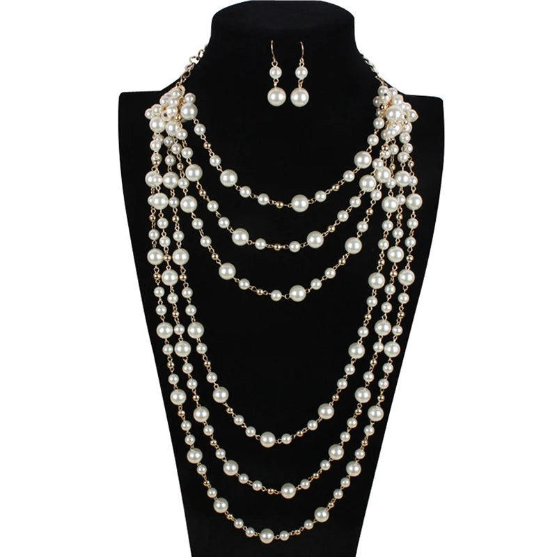 ZA Women Multi-purpose Pearl Sweater Necklace Wedding Jewelry
