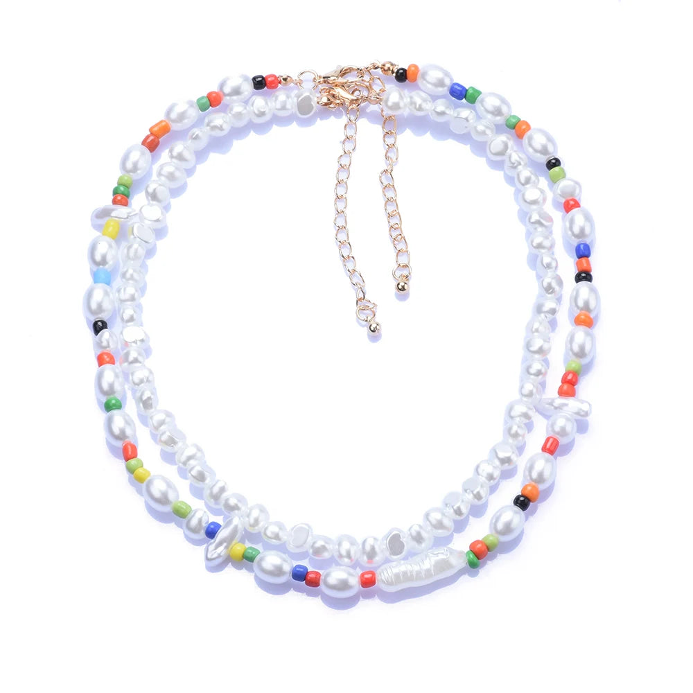 Bohemian Multi-layered Pearl Beaded Necklace for Woman
