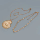 Vintage Golden Conch Pendant Necklace for Women