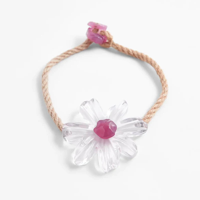 Bohemian Hemp Rope Necklace with Acrylic Flower Pendant