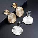 Vintage Round Disc Clip On Earrings Geometric Statement No Piercing