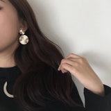 Vintage Round Disc Clip On Earrings Geometric Statement No Piercing