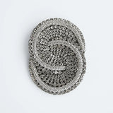 ZA Women Geometric Rhinestone Round Crystal Brooch High Jewelry