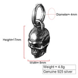 Vintage 3D Skull Pendant 925 Sterling Silver Punk Necklace
