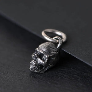 Vintage 3D Skull Pendant 925 Sterling Silver Punk Necklace