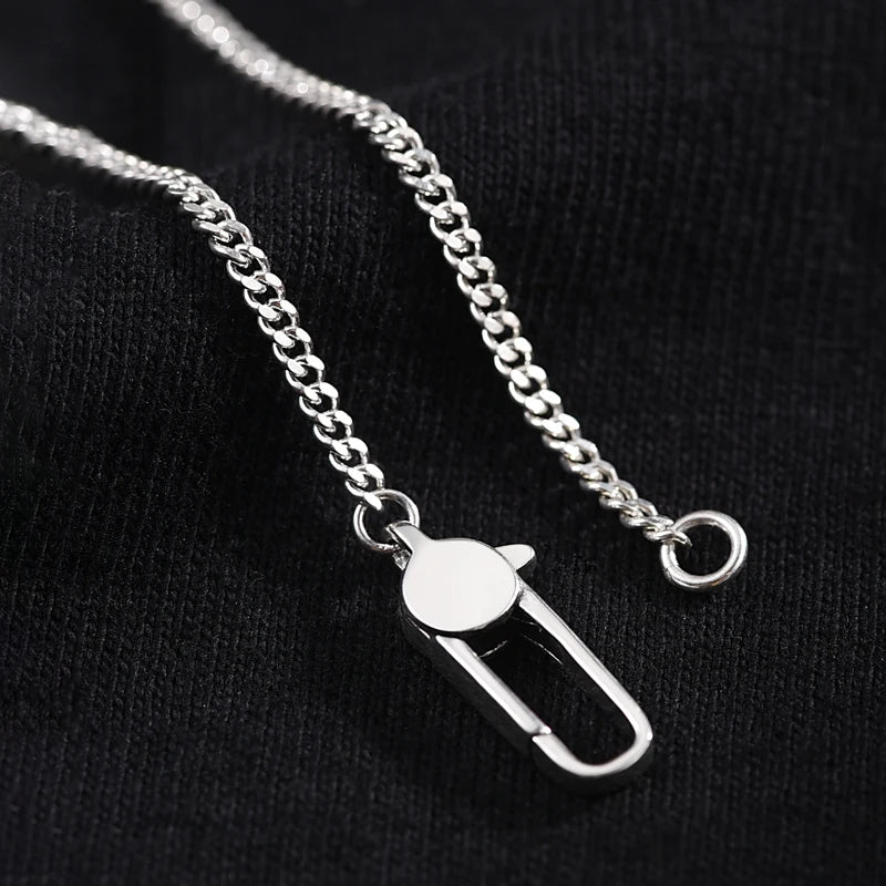 925 Silver Cuban Chain Necklace Men's