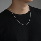 925 Silver Necklace Men's Cuban Chain Thin Horsewhip Chain