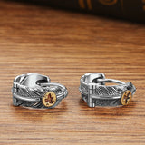 925 Silver Brass Eagle Feather Earring Men Women Party