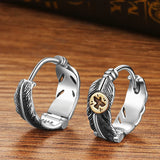 925 Silver Brass Eagle Feather Earring Men Women Party