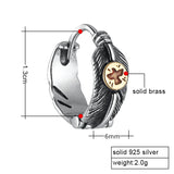 925 Silver Brass Eagle Feather Earring Men Women Party