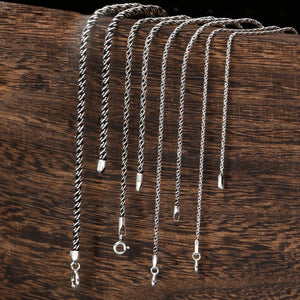 925 Silver Necklace Retro Thai Pendant Clavicle Chain Hemp Rope
