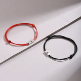 Pure Silver Sun Moon Tonghui Couple Braided Bracelet