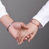 Pure Silver Sun Moon Tonghui Couple Braided Bracelet