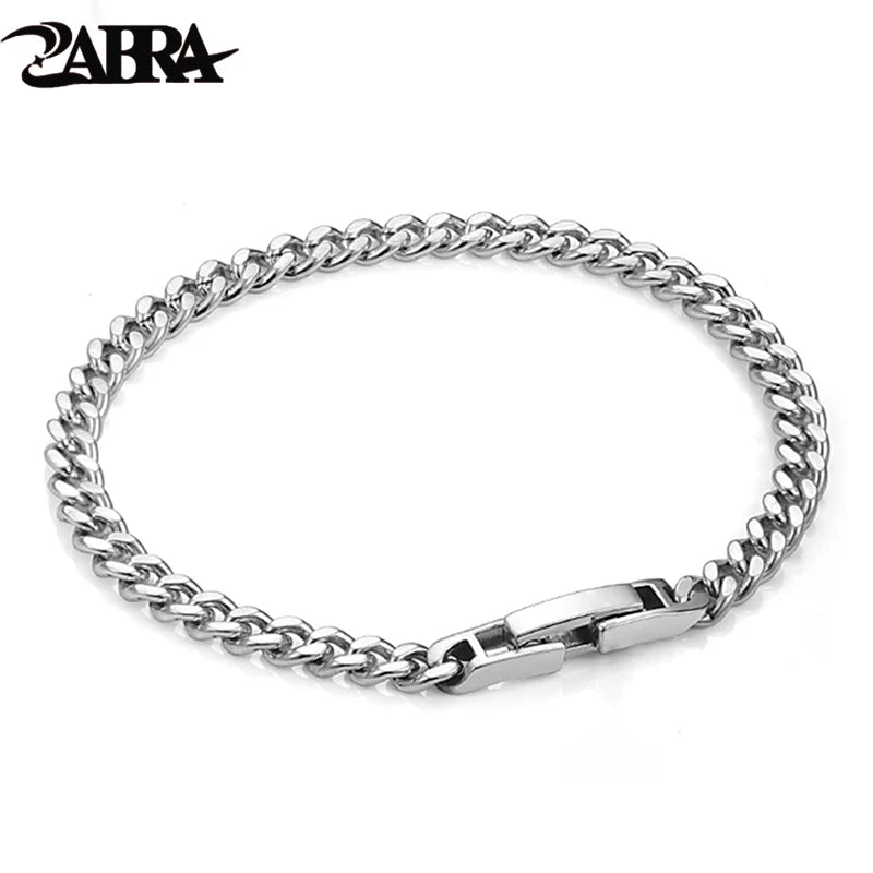 925 Silver Cuban Chain Bracelet for Men Women Hiphop Jewelry