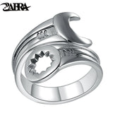 925 Sterling Silver Wrench Ring Adjustable Retro Love Vintage Punk Rings