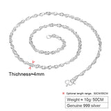 Men's S999 Sterling Silver Necklace Plain Chain