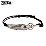 Real 925 Silver Bracelet Feather Vintage Punk Rock Bangle