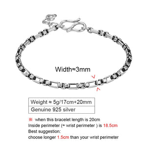 S925 Silver Japanese Bracelet Men's Hip-hop Jewelry Gift