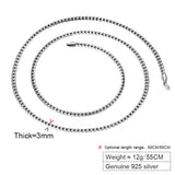 S925 Silver Necklace Men's Snake Bone Chain Retro Thai Silver Niche Men's Tide