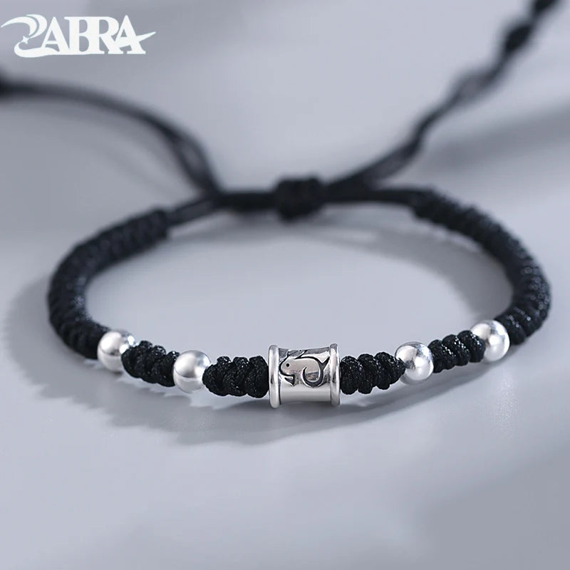 S925 Silver Rabbit Bracelet Hand Woven Hand Rope