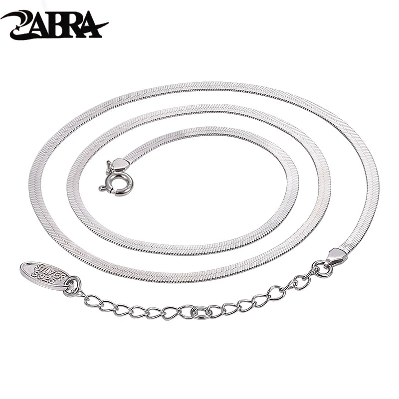 S925 Sterling Silver Necklace Platinum Blade Chain Flat Snake Bone Chain