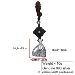 S990 Sterling Silver Blessing Bag Phone Pendant Creative Silver Pendant