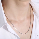 Snake Style 925 Silver Choker Necklace 1.5mm 45/50cm Long Steampunk Chain