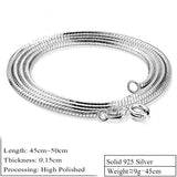 Snake Style 925 Silver Choker Necklace 1.5mm 45/50cm Long Steampunk Chain