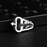 Crystal Inlaid Skull 925 Silver Stud Earrings Vintage Fine Jewelry