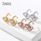 Water Drop CZ Ear Bone Clip Earrings for Women