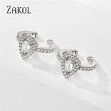 Water Drop CZ Ear Bone Clip Earrings for Women