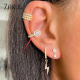Water Drop CZ Ear Bone Clip Earrings for Women