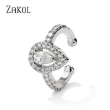 Water Drop CZ Ear Bone Clip Earrings for Women